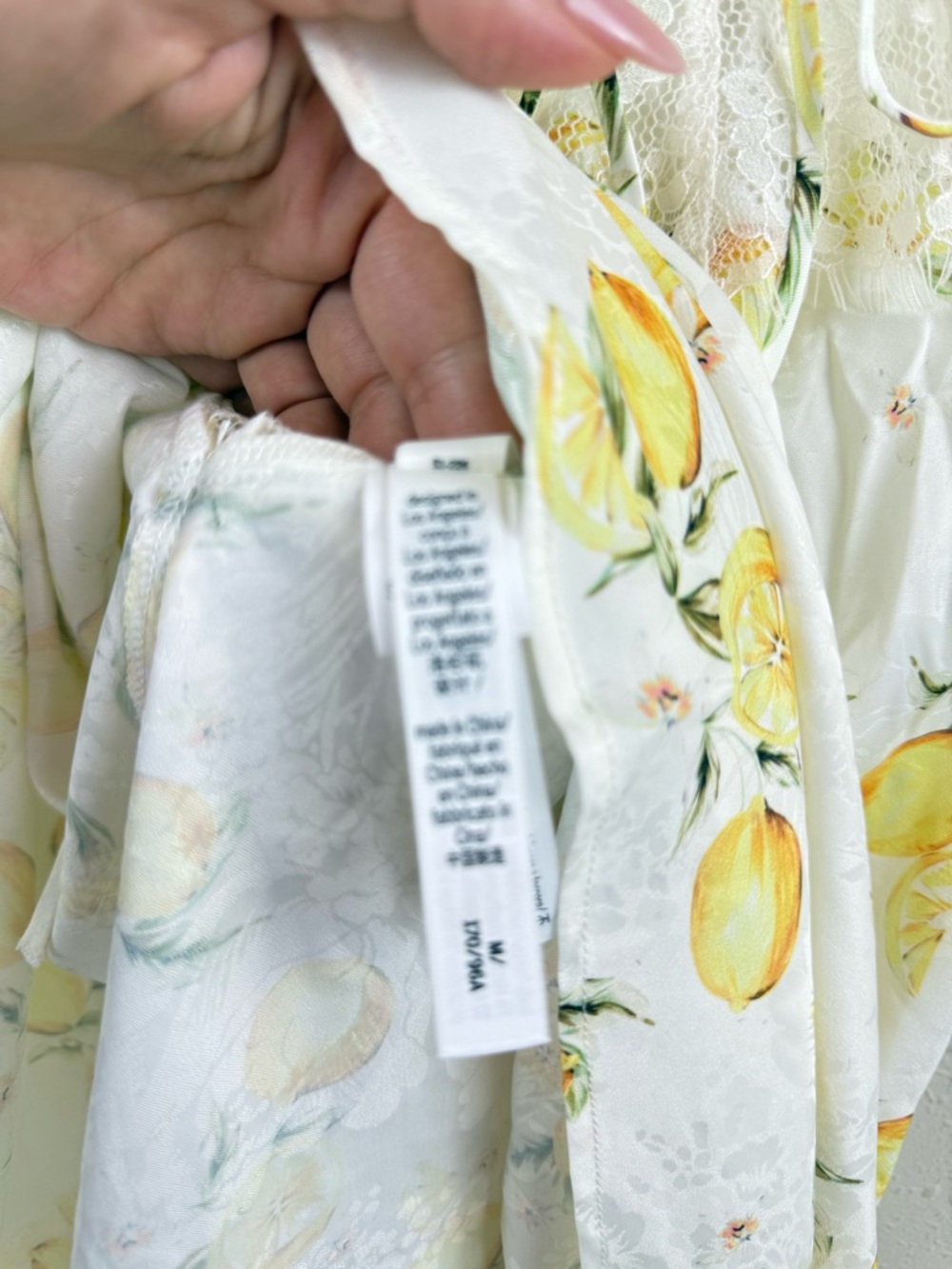 For Love End Lemons Audrey Lemons Print Lace Trim Mini Dress Sz Medium NWT - Picture 11 of 15